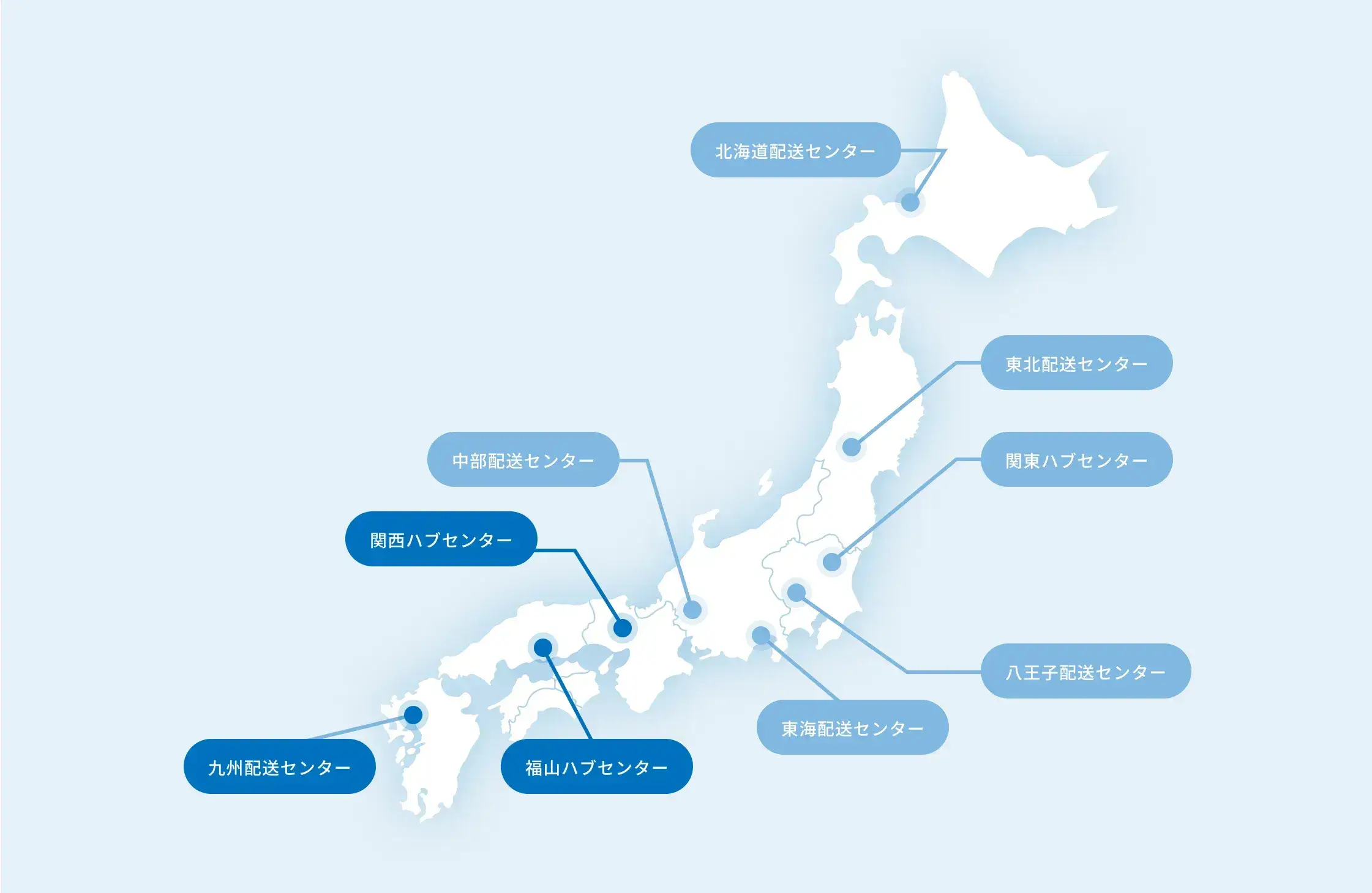 エフピコウエストロジの拠点図